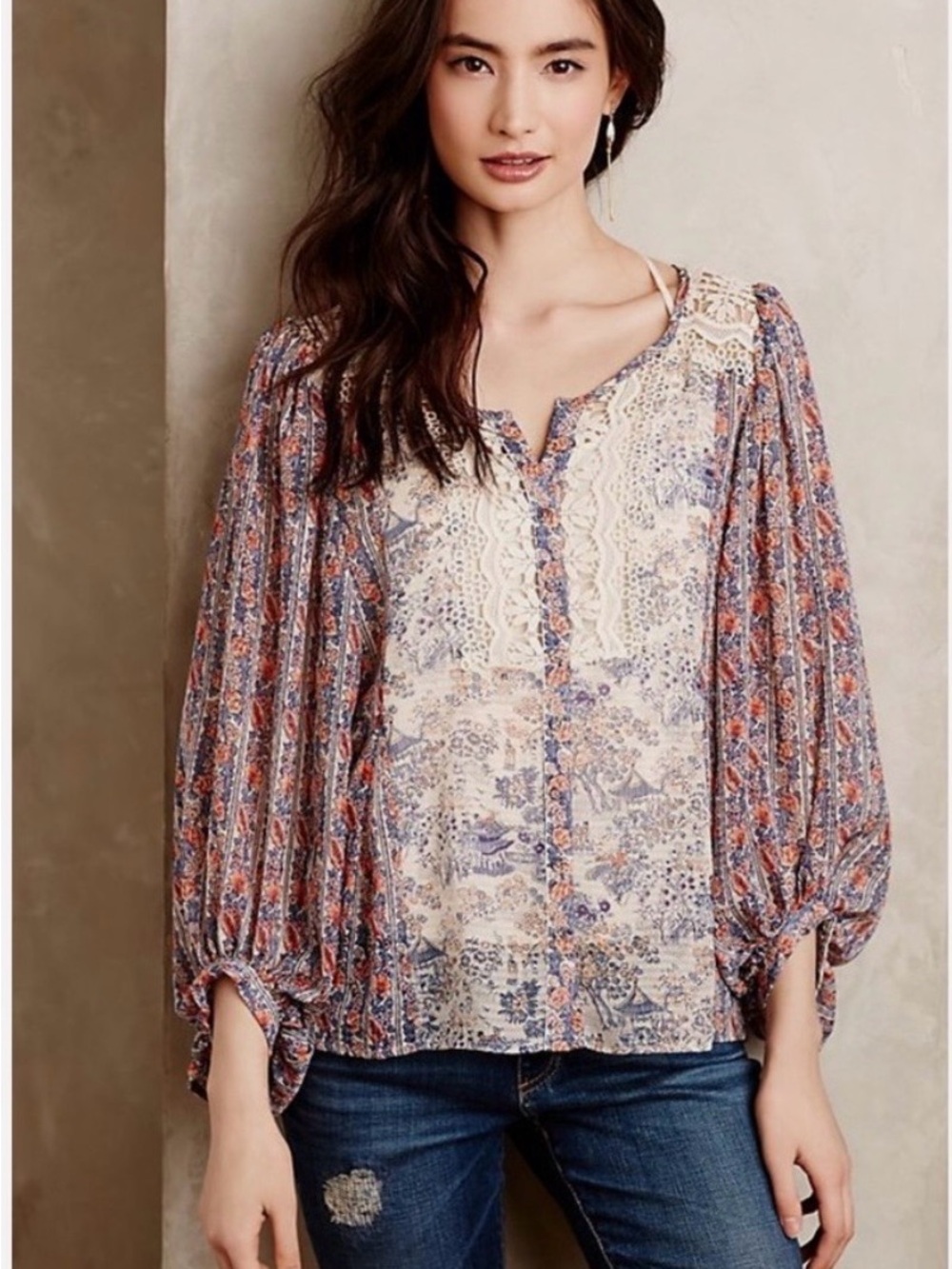 HD in Paris Anthropologie Floral Peasant Blouse